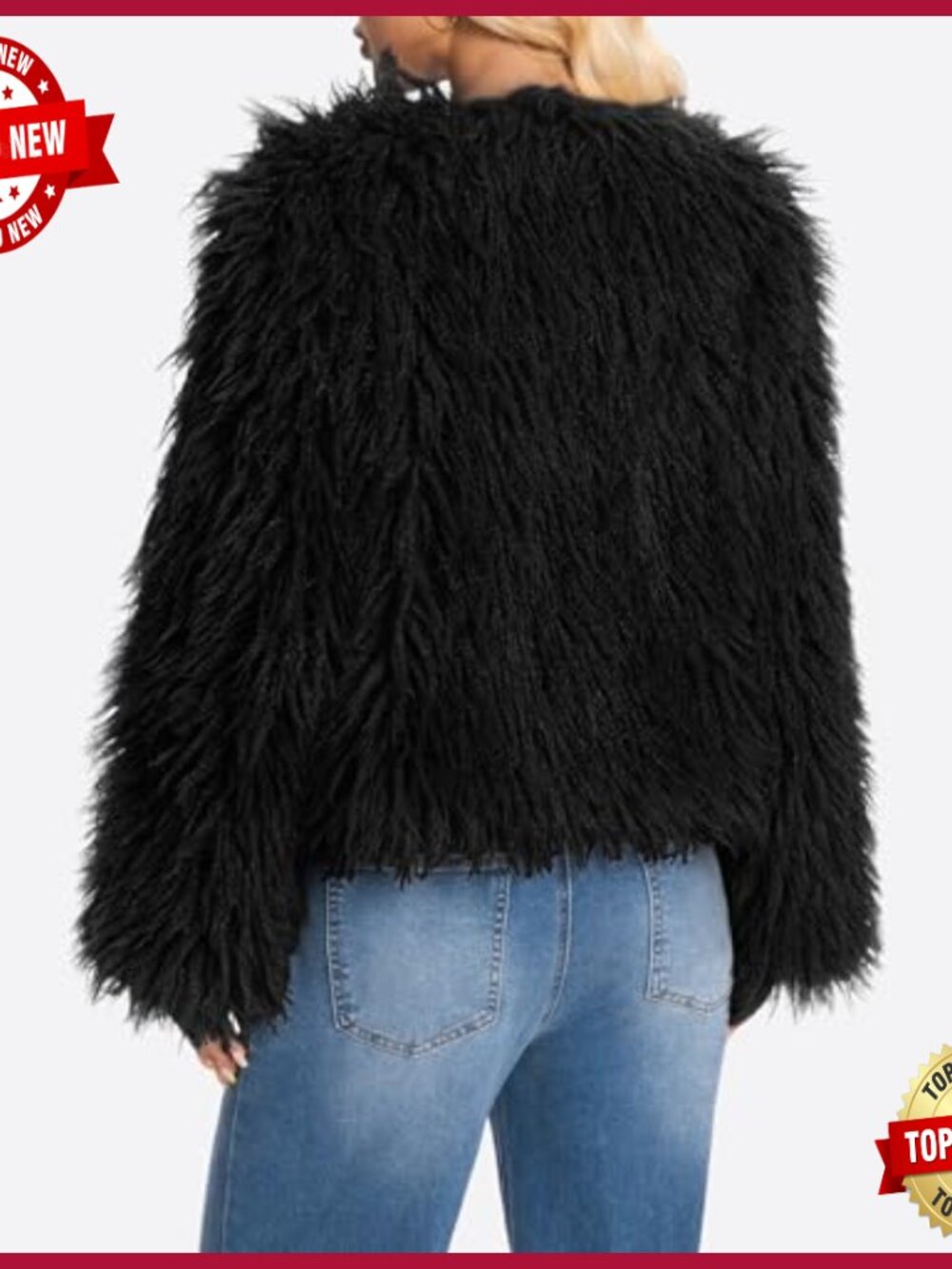 Faux Fur Coat Women's Mid-Length Open Front Button Closure Winter Outerwear - Picture 2 of 7
